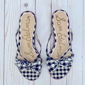 Sam Endelman bow abs studded gingham thong sandals